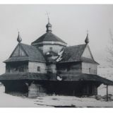 Cerkiew z końca XVIII wieku, rekonstruowana w 1874 r., wieś Jasenia, powiat Rachów, foto 1921 r.
