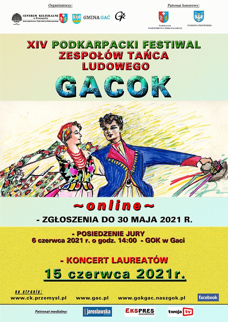 Plakat 14. Podkarpackiego Festiwalu Zespołów Tańca Ludowego Gacok w Gaci