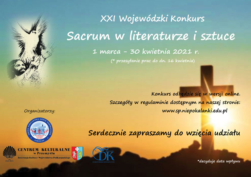 Plakat konkursu Sacrum w literaturze i sztuce